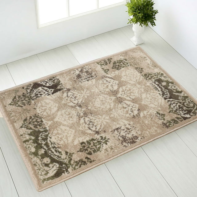 Superior Mystique 2' x 3' Indoor Area Rug, Modern Damask Rugs For Living Room Bedroom, Beige