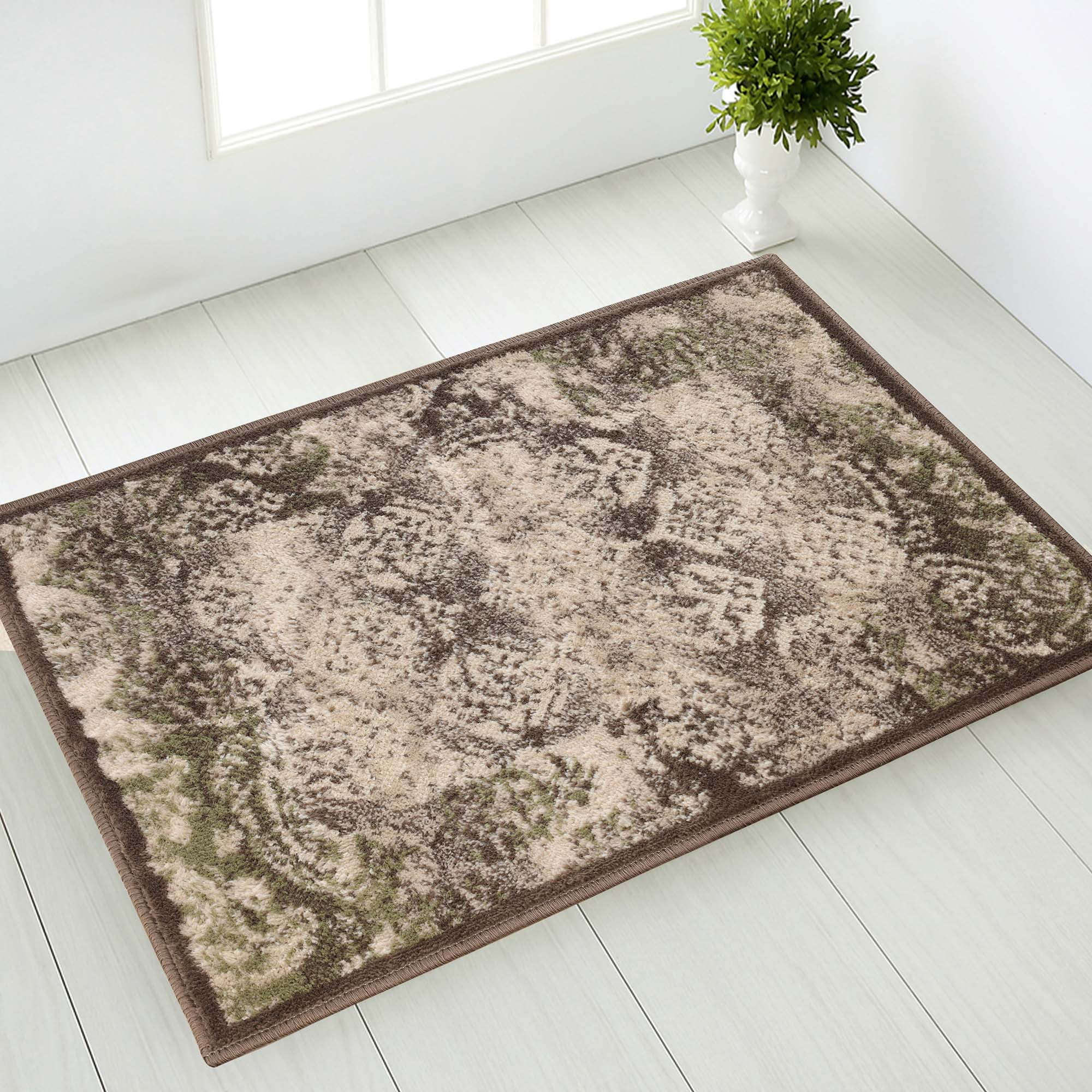 Mystique Brown Synthetic 2'x3' Modern Paisley Area Rug