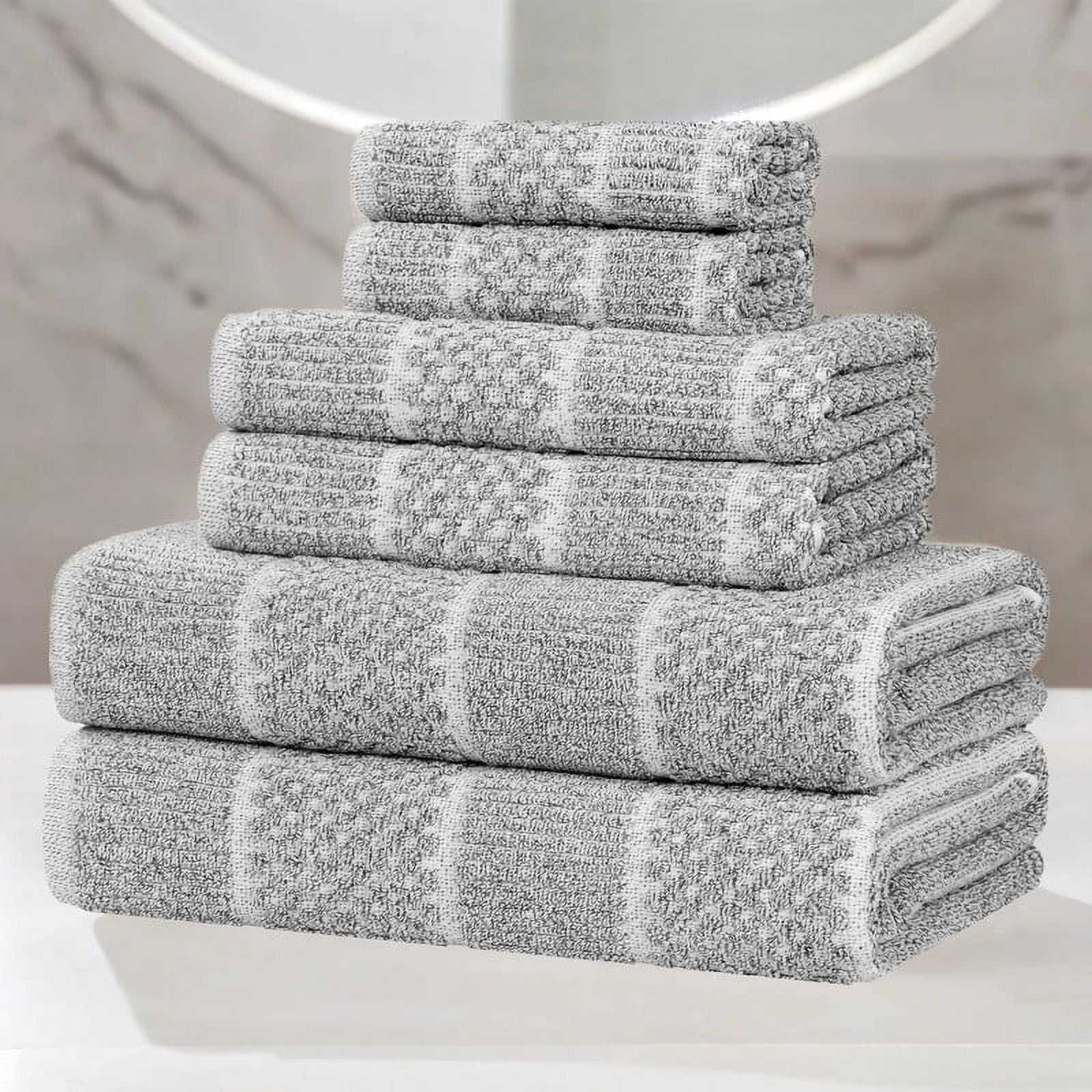 Superior Naples Viscose Cotton Blend Medium Weight 6 Piece Towel Set, Charcoal