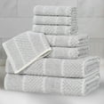 thumbnail image 1 of Superior Naples Viscose Cotton Blend Medium Weight 8 Piece Towel Set, Platinum, 1 of 11