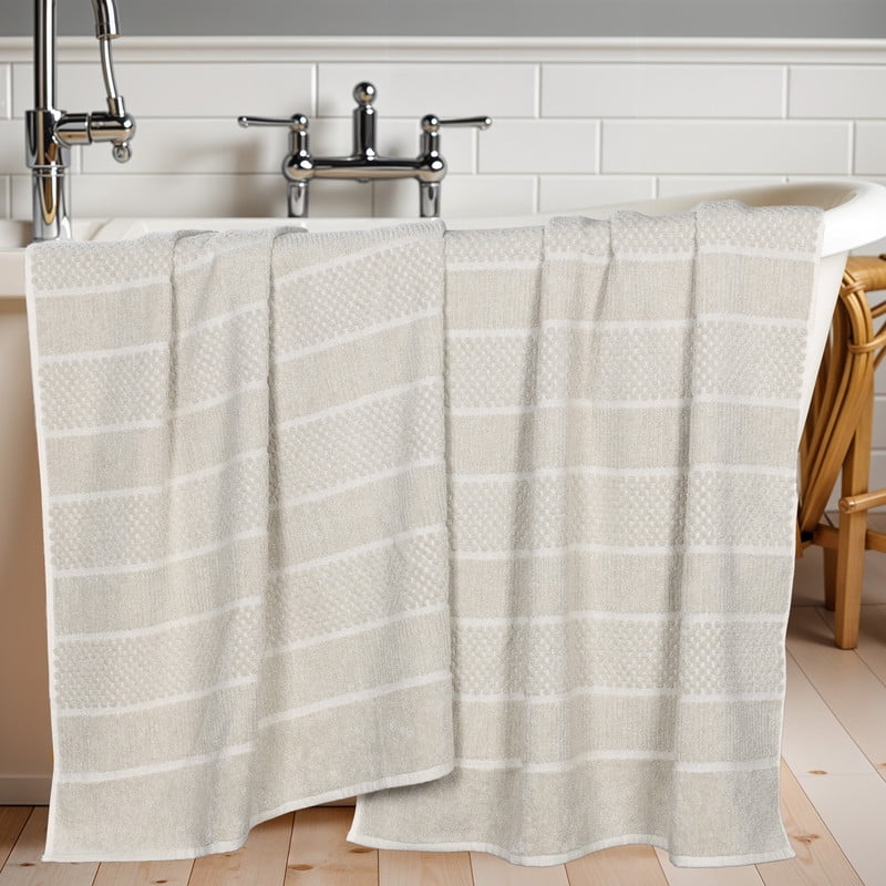 Superior Naples Viscose Cotton Blend Medium Weight Bath Sheets, Set of 2, Beige