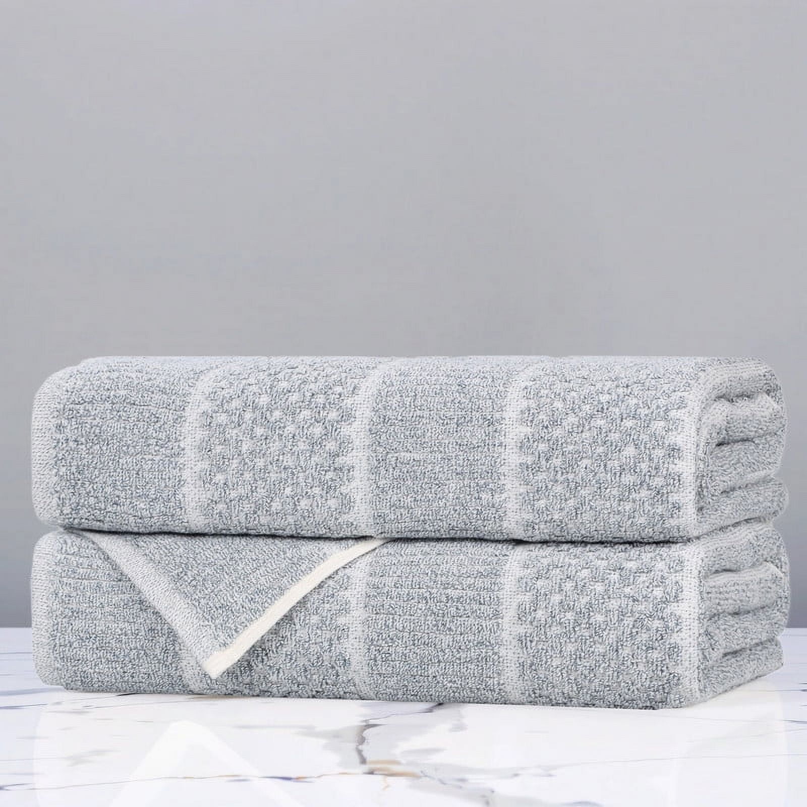 Superior Naples Viscose Cotton Blend Medium Weight Bath Towels, Set of 2, Denim Blue
