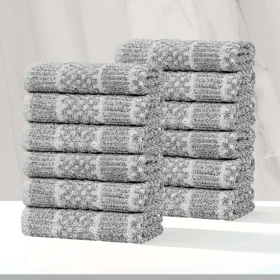 Superior Naples Viscose Cotton Blend Medium Weight Face Towels Washcloths, Set of 12, Charcoal
