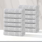 Superior Naples Viscose Cotton Blend Medium Weight Face Towels Washcloths, Set of 12, Platinum