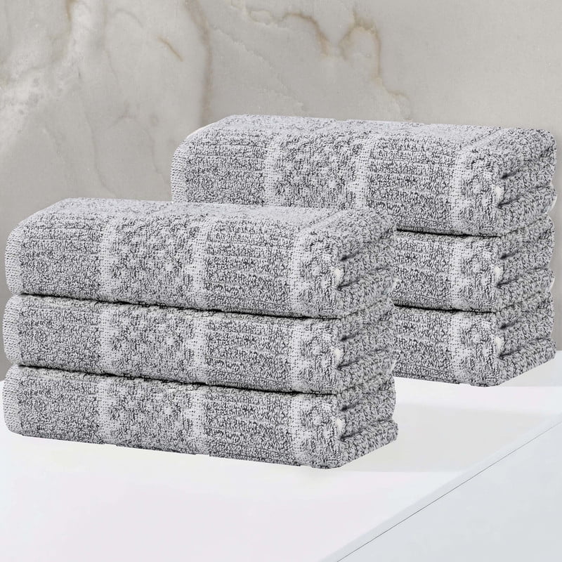 Superior Naples Viscose Cotton Blend Medium Weight Hand Towels, Set of 6, Charcoal