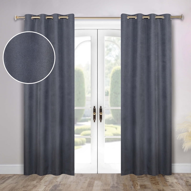 Superior Neal 100% Blackout Curtains Set of 2, Grommet Curtain Pannel Pair, Charcoaln, 52"W x 108"L