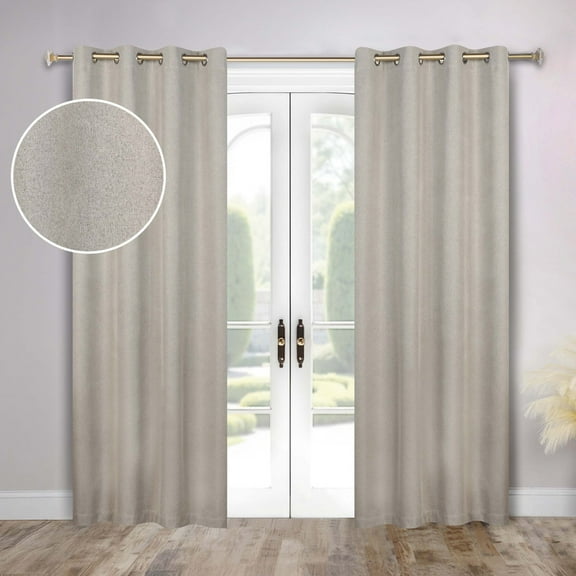Superior Neal 100% Blackout Curtains, Set of 2 Panels, 52" x 108", Flax Beige