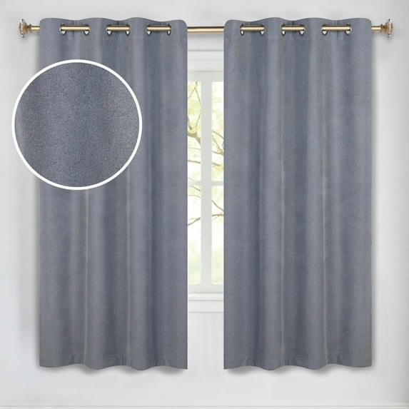 Superior Neal 100% Blackout Curtains Set of 2, Grommet Curtain Pannel Pair, Grney, 52"W x 63"L