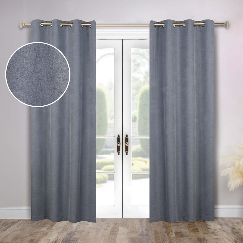 Superior Neal 100% Blackout Curtains Set of 2, Grommet Curtain Pannel Pair, Grney, 52"W x 84"L