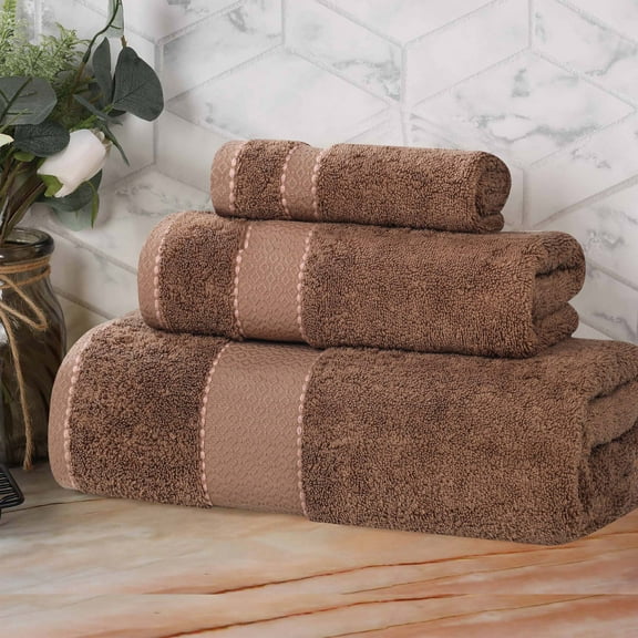 Superior Niles Egypt Produced Giza Cotton 3 Piece Towel Set, Chocolate