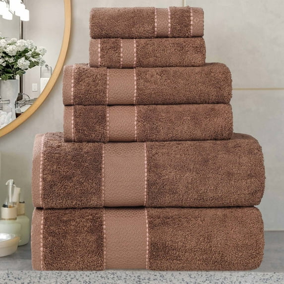 Superior Niles Egypt Produced Giza Cotton 6 Piece Towel Set, Chocolate