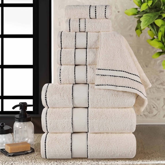 Superior Niles Giza Cotton 9 Piece Towel Set, Egypt Produced Soft Towels, Ivory