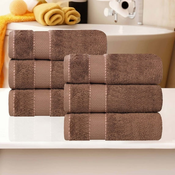 Superior Niles Egypt Produced Giza Cotton Hand Towel Set of 6, Chocolate