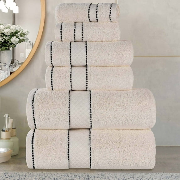 Superior Niles Egypt Produced Giza Cotton 6 Piece Towel Set, Ivory