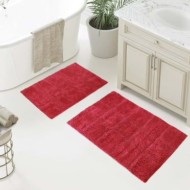 Superior Non-Slip Washable Bath Rug Set, 20" x 30", 24" x 36", Burgundy