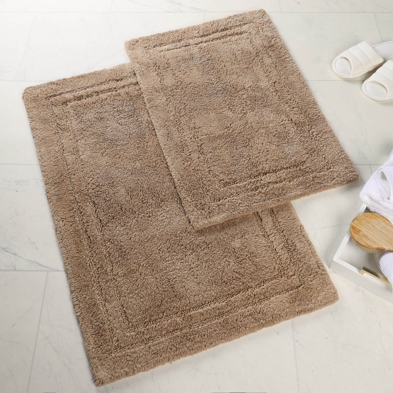 Superior Non-Slip Washable Bath Rug Set, 20" x 30", 24" x 36", Latte
