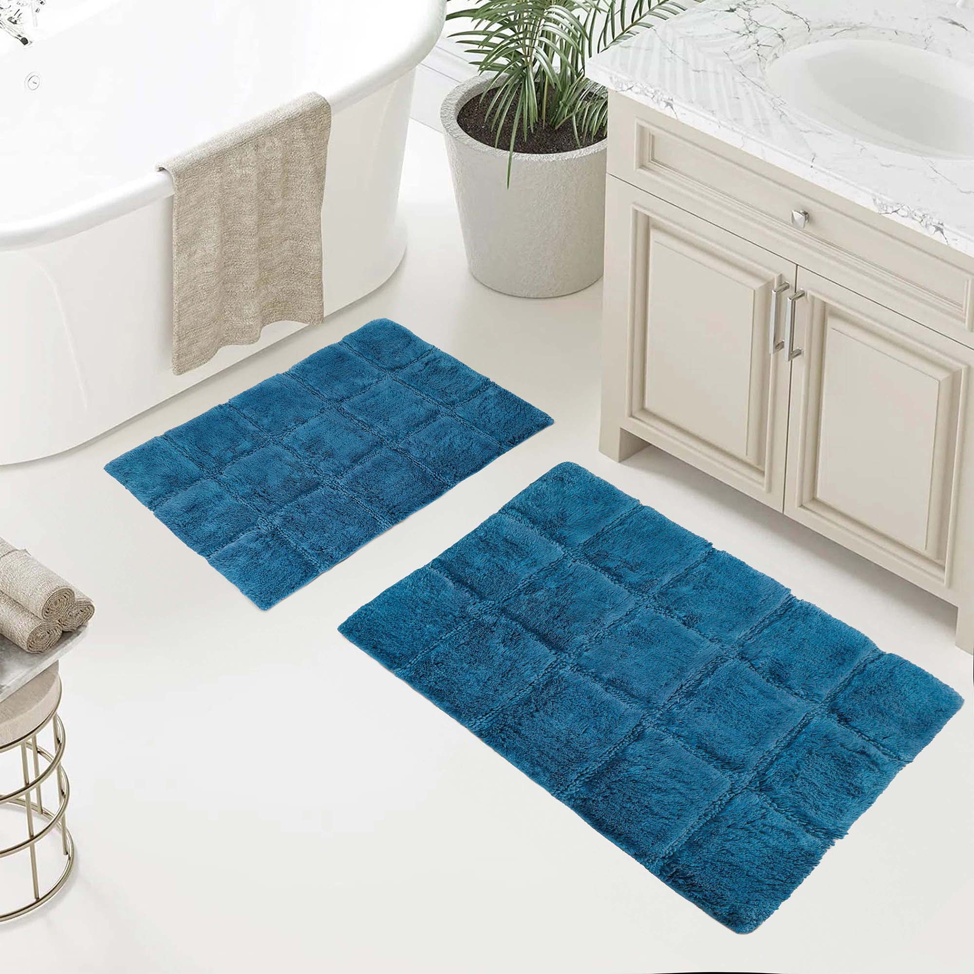 Superior Non-Slip Washable Bath Rug Set, 20" x 30", 24" x 36", Sapphire