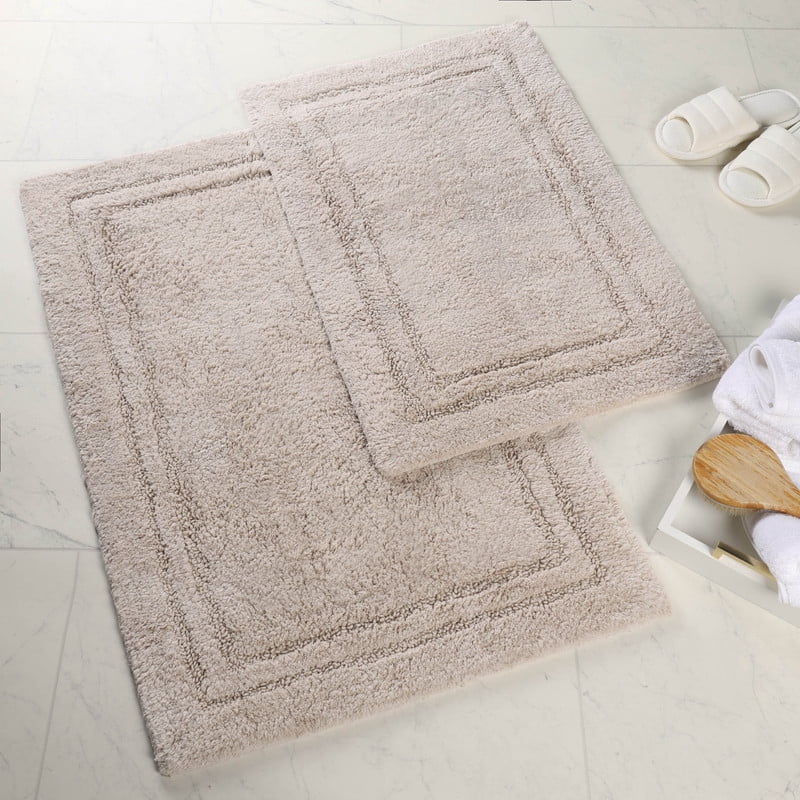 Superior Non-Slip Washable Cotton Bath Rug Set 20x30 24x36 Stone ...