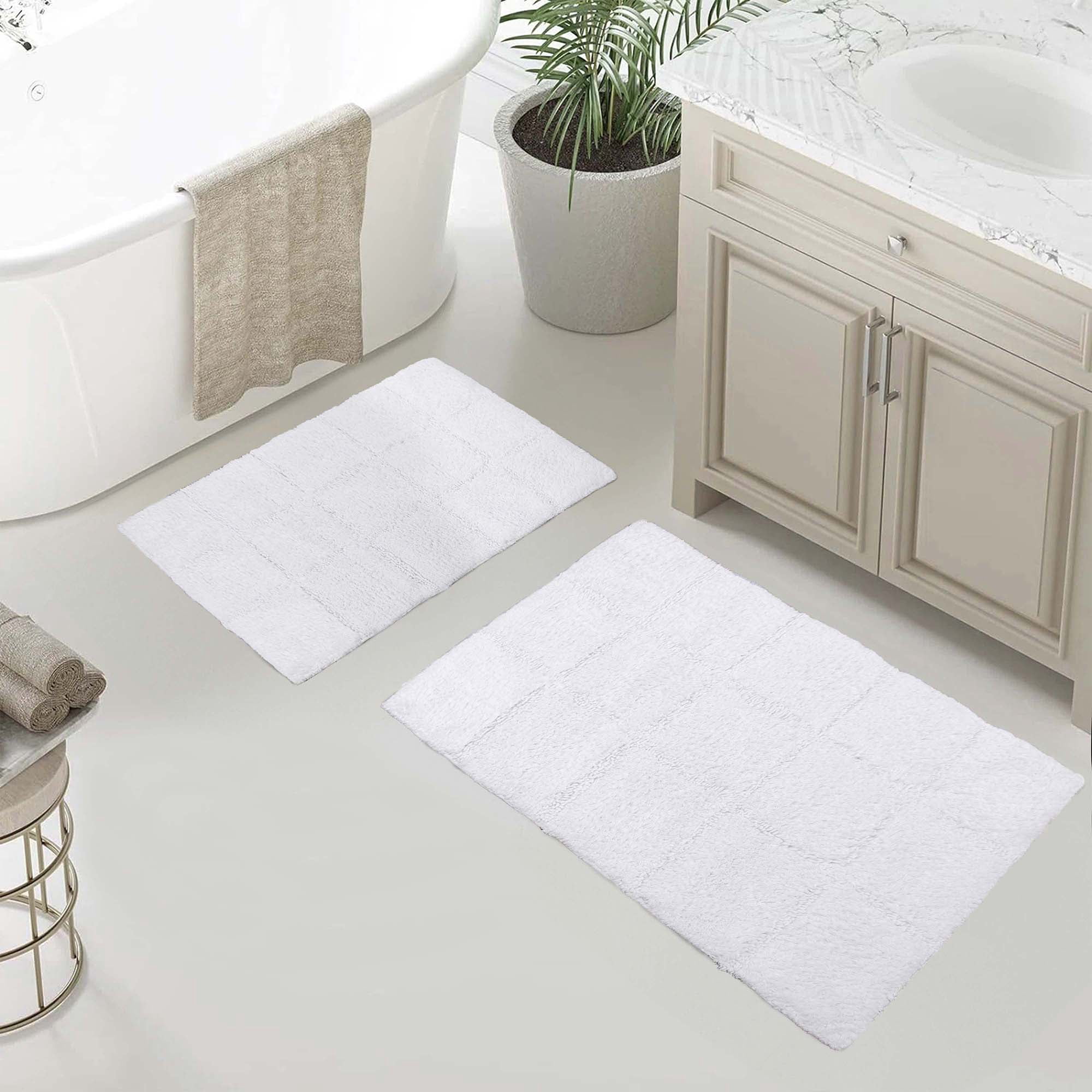 Superior Non-Slip Washable Bath Rug Set, 20" x 30", 24" x 36", White