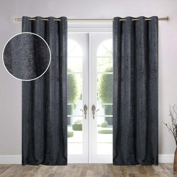Superior Noor Semi-Blackout Chenille Curtains, Set of 2 Panels, 52" x 84", Charcoal
