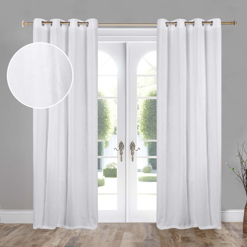 Superior Noor Semi-Blackout Chenille Curtains Set of 2, Room Darkening Curtain Panel Pair, White, 52"W x 96"L