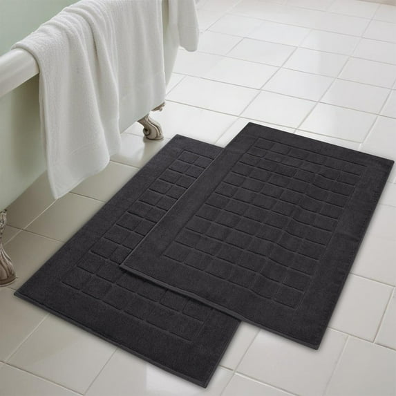 Superior Nora Cotton Absorbent Thick Terry Bathmat Set of 2, Black