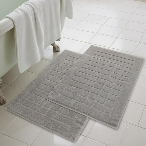 Superior Nora Cotton Absorbent Thick Terry Bathmat Set of 2, Charcoal