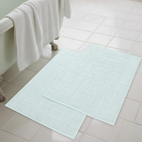 Superior Nora Cotton Absorbent Thick Terry Bathmat Set of 2, Seafoam