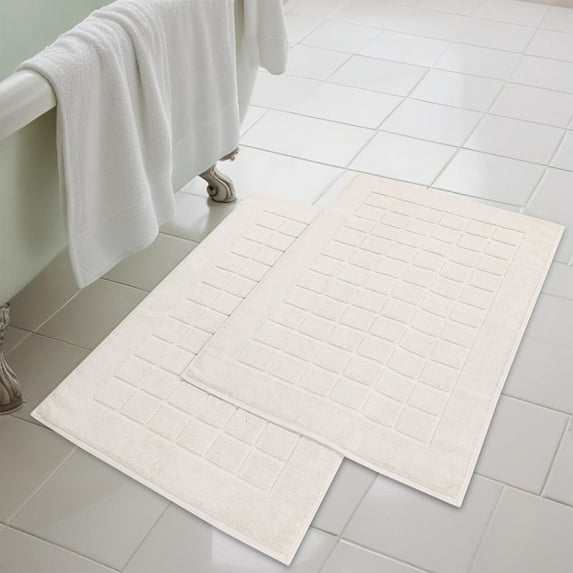 Superior Nora Cotton Absorbent Thick Terry Bathmat Set of 2, Stone