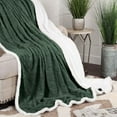 thumbnail image 1 of Superior Nuuk Fleece Reversible Lattice Blanket, Throw XL, Green, 1 of 7
