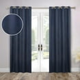 thumbnail image 1 of Superior Nyan 100% Blackout Curtains Set of 2, Grommet Header Curtain Panel Pair, Navy Blue, 52"W x 108"L, 1 of 9