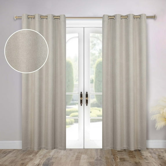 Superior Nyan 100% Blackout Curtains, Set of 2 Panels, 52" x 108", Oatmeal Beige