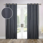 Superior Nyan 100% Blackout Curtains Set of 2, Grommet Header Curtain Panel Pair, Charcoal, 52"W x 84"L