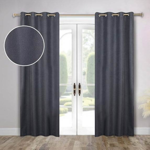 Superior Nyan 100% Blackout Curtains, Set of 2 Panels, 52" x 84", Charcoal