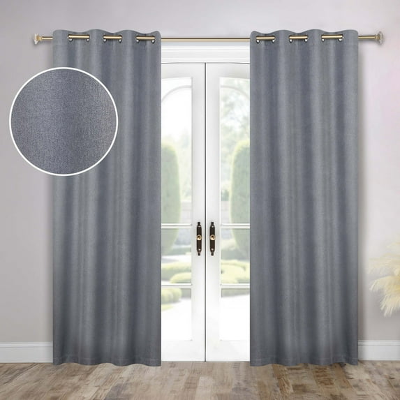 Superior Nyan 100% Blackout Curtains, Set of 2 Panels, 52" x 96", Grey