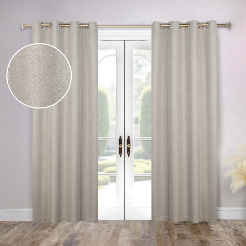 Superior Nyan 100% Blackout Curtains Set of 2, Grommet Header Curtain Panel Pair, Oatmeal Beige, 52"W x 96"L