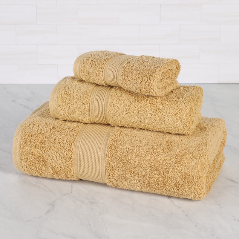 Superior Oregon Organic Cotton Solid 3-Piece Towel Set, Gold