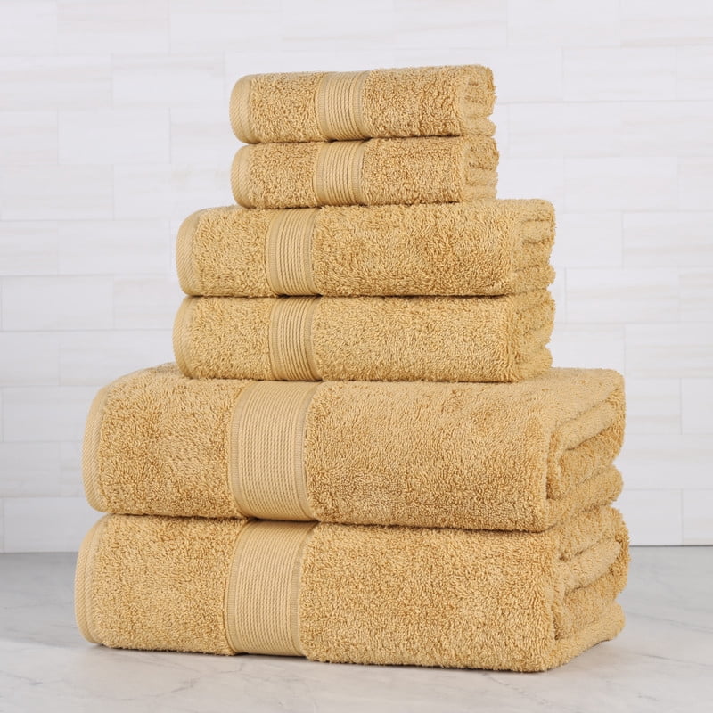 新品　TENERITA SUVIN GOLD ORGANIC TOWEL Superior Oregon Organic Cotton Solid 6-Piece Towel Set, Gold