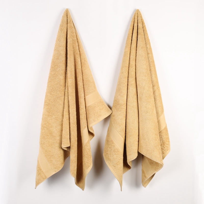 Superior Oregon Organic Cotton 2 Piece Bath Sheet Set, Soft Medium Weight Towels, Gold