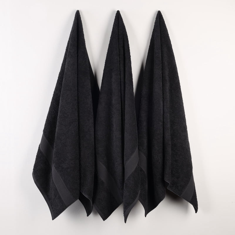 Superior Oregon Organic Cotton Solid Bath Towel, Set of 3, Black