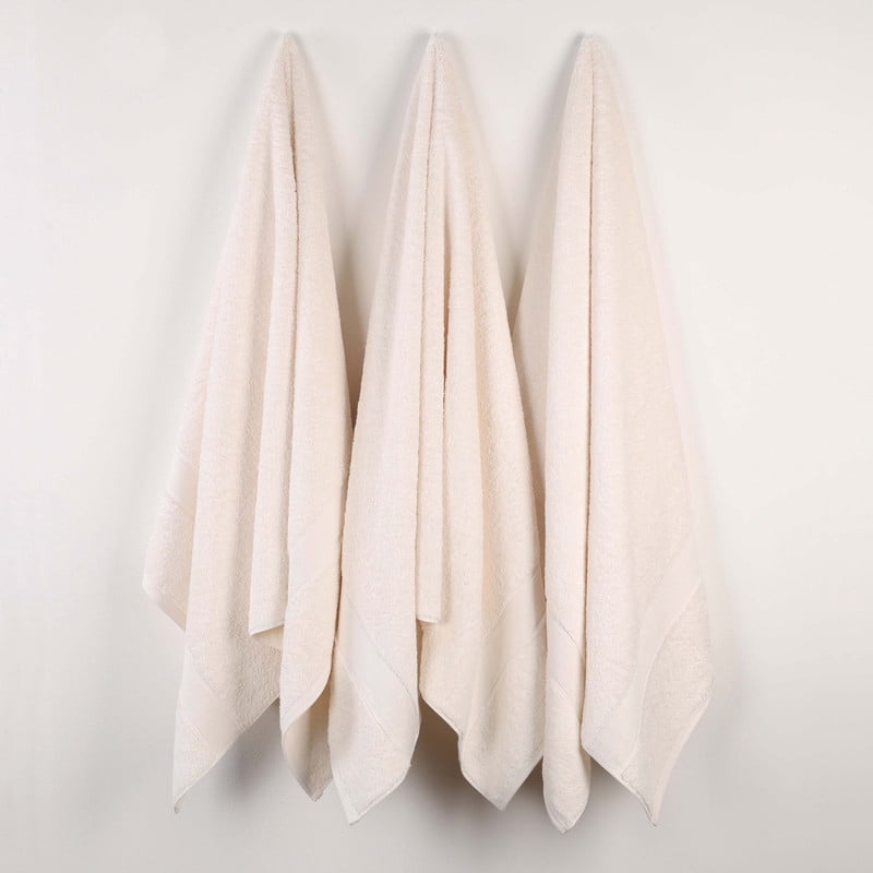 Superior Oregon Organic Cotton 3 Piece Bath Towel Set, Soft Medium Weight Towels, Ivory