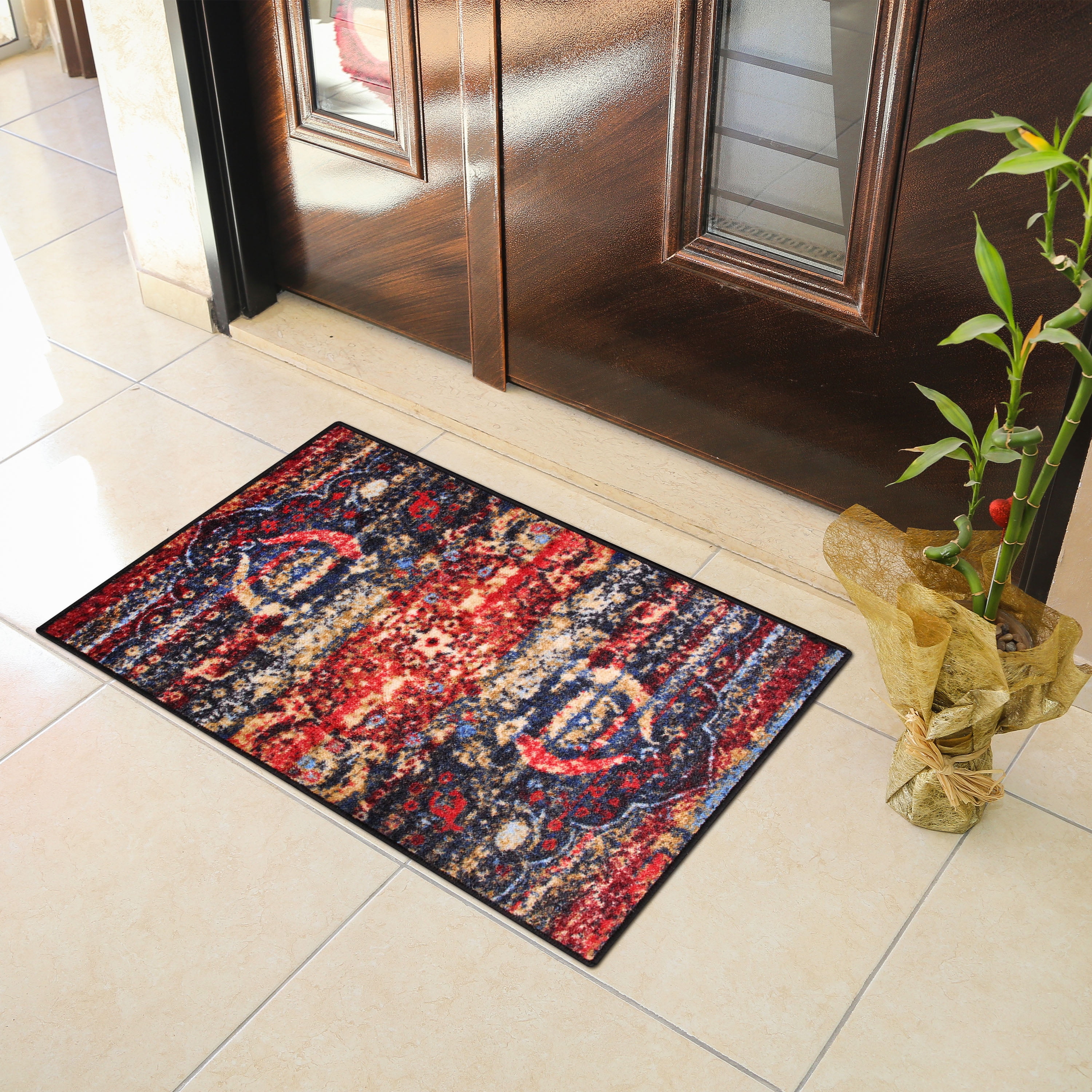 Transitional Medallion Multi-Colored Synthetic Area Rug 36"L x 24"W