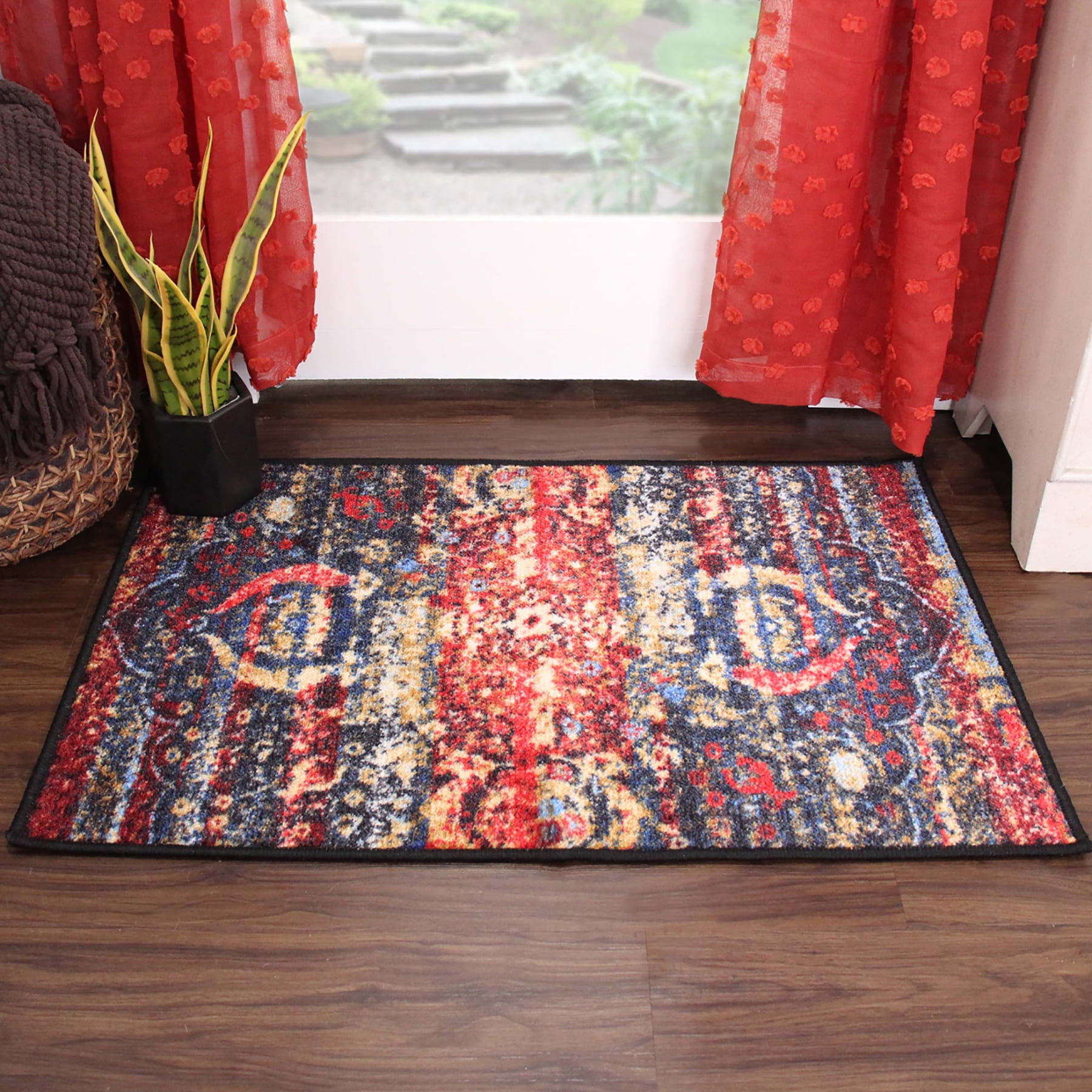 Transitional Medallion Multi-Colored Synthetic Area Rug 36"L x 24"W