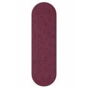 Superior Oval Bordered Cotton Washable Non-Slip Bath Rug, Runner Size, Plum