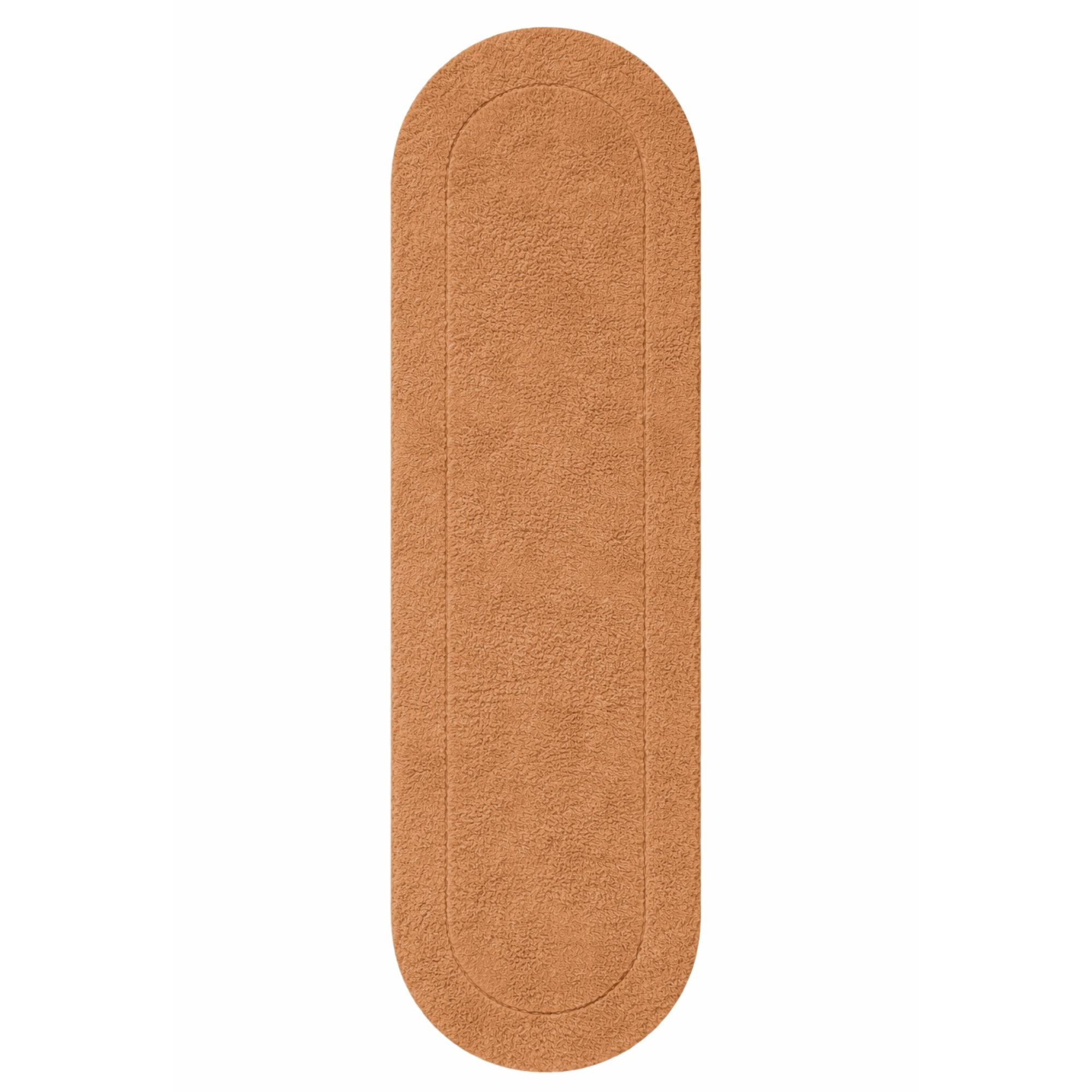 Superior Oval Bordered Cotton Washable Non-Slip Bath Rug, Runner Size, Rust