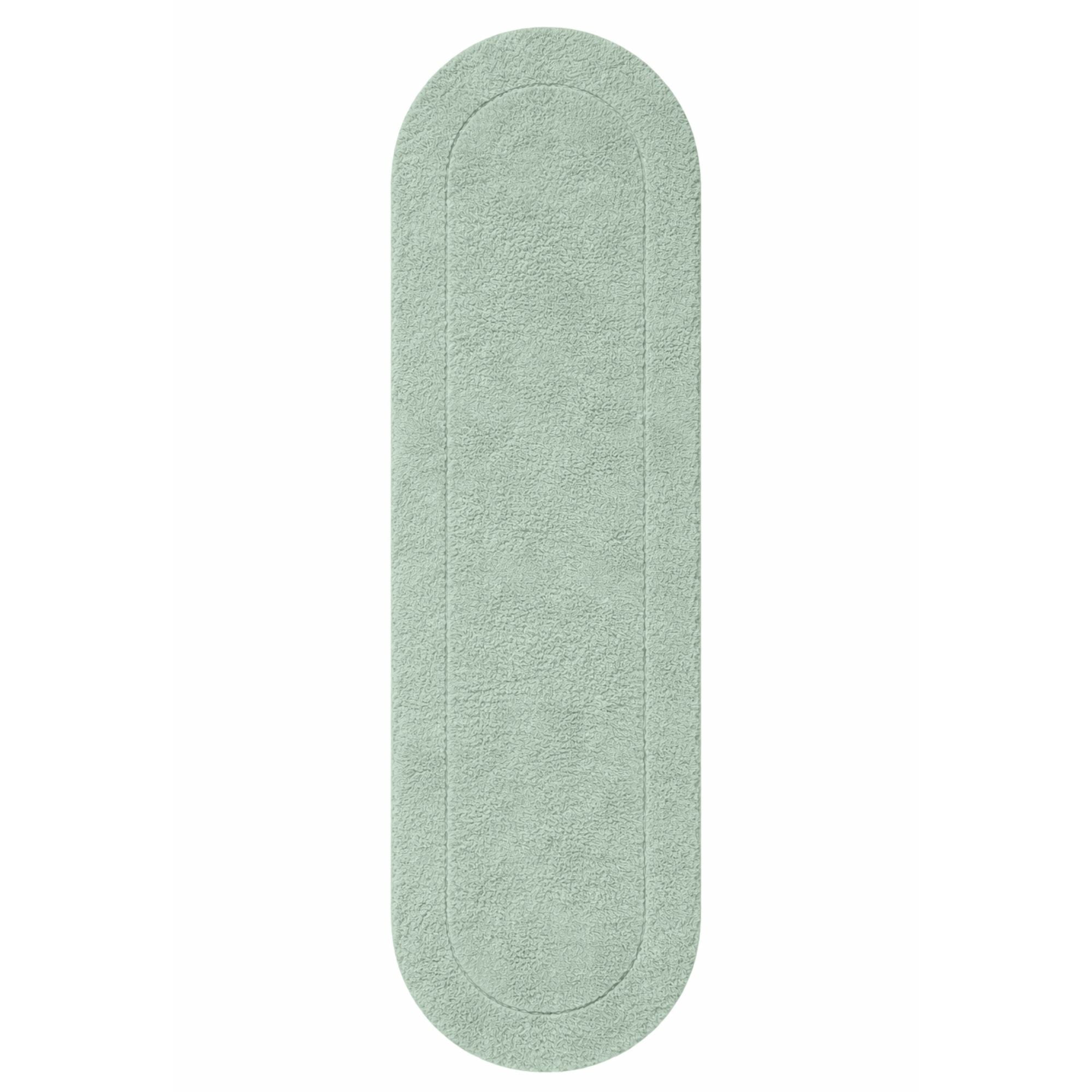 Superior Oval Bordered Cotton Washable Non-Slip Bath Rug, Runner Size, Sage