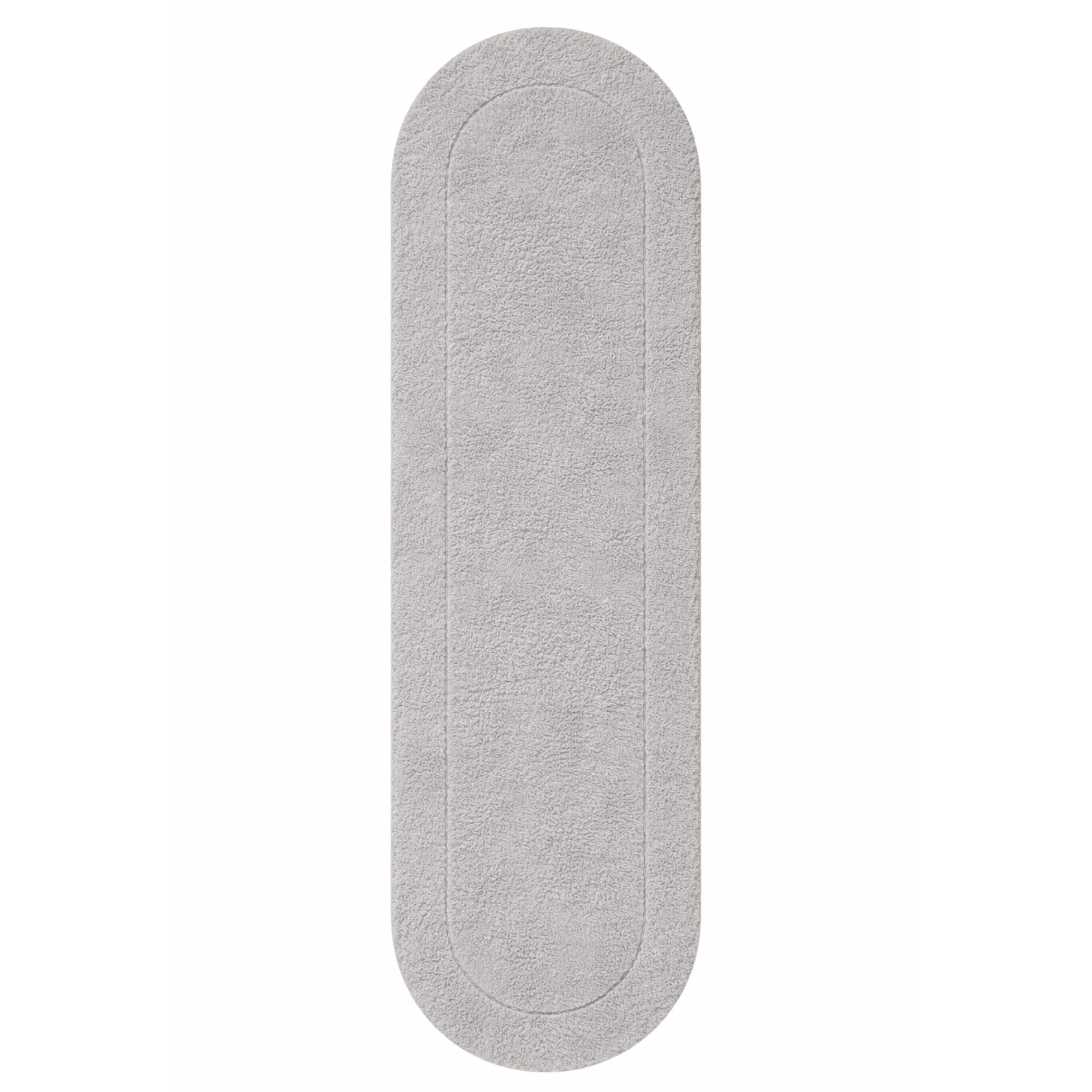 Superior Oval Bordered Cotton Washable Non-Slip Bath Rug, Runner Size, Silver