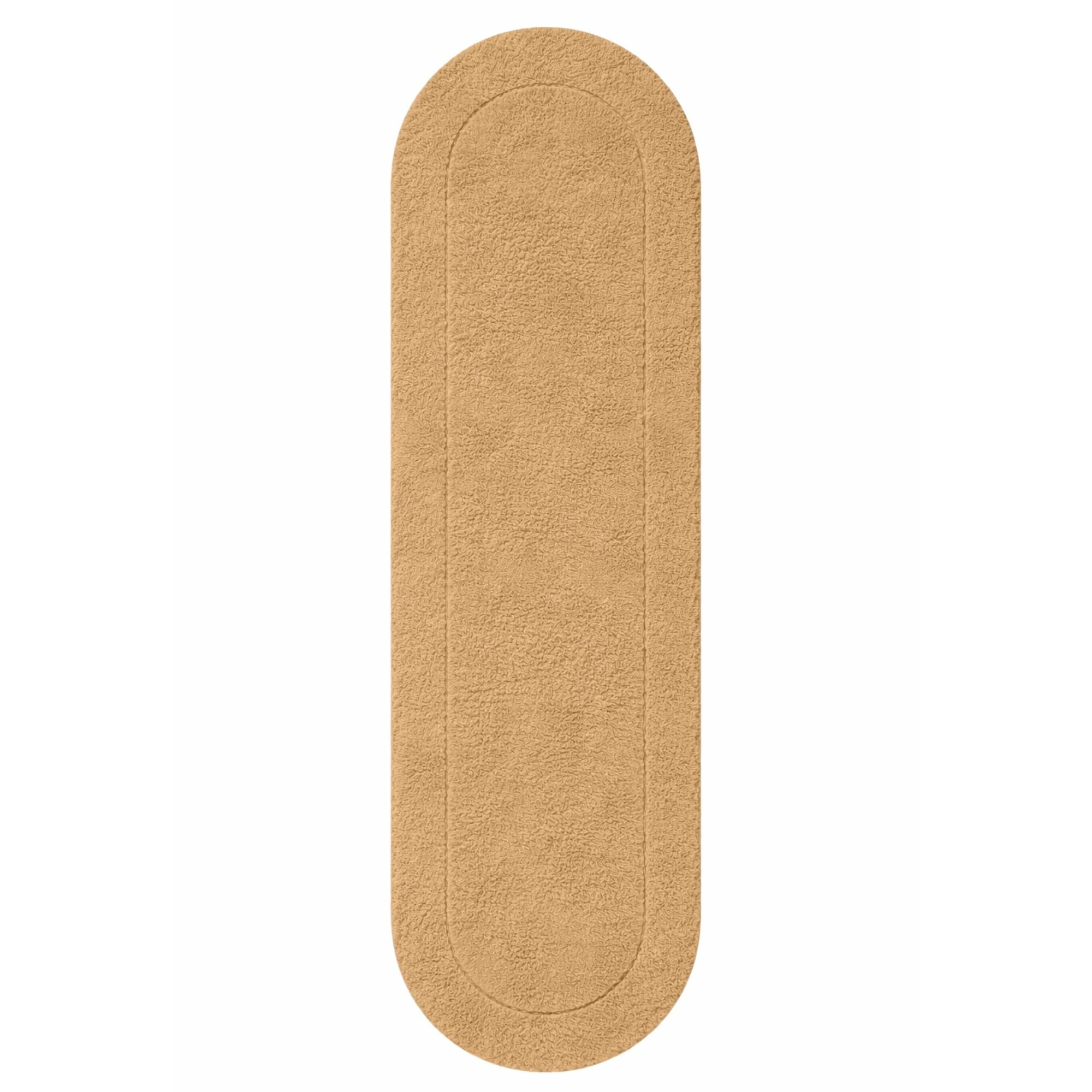 Superior Oval Bordered Cotton Washable Non-Slip Bath Rug, Runner Size, Toast