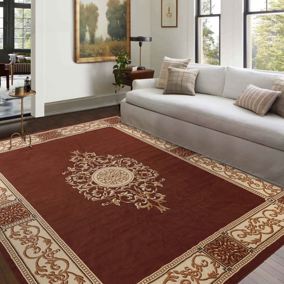 Superior Oversized Medallion Indoor Area Rug, 10' x 14', Toffee