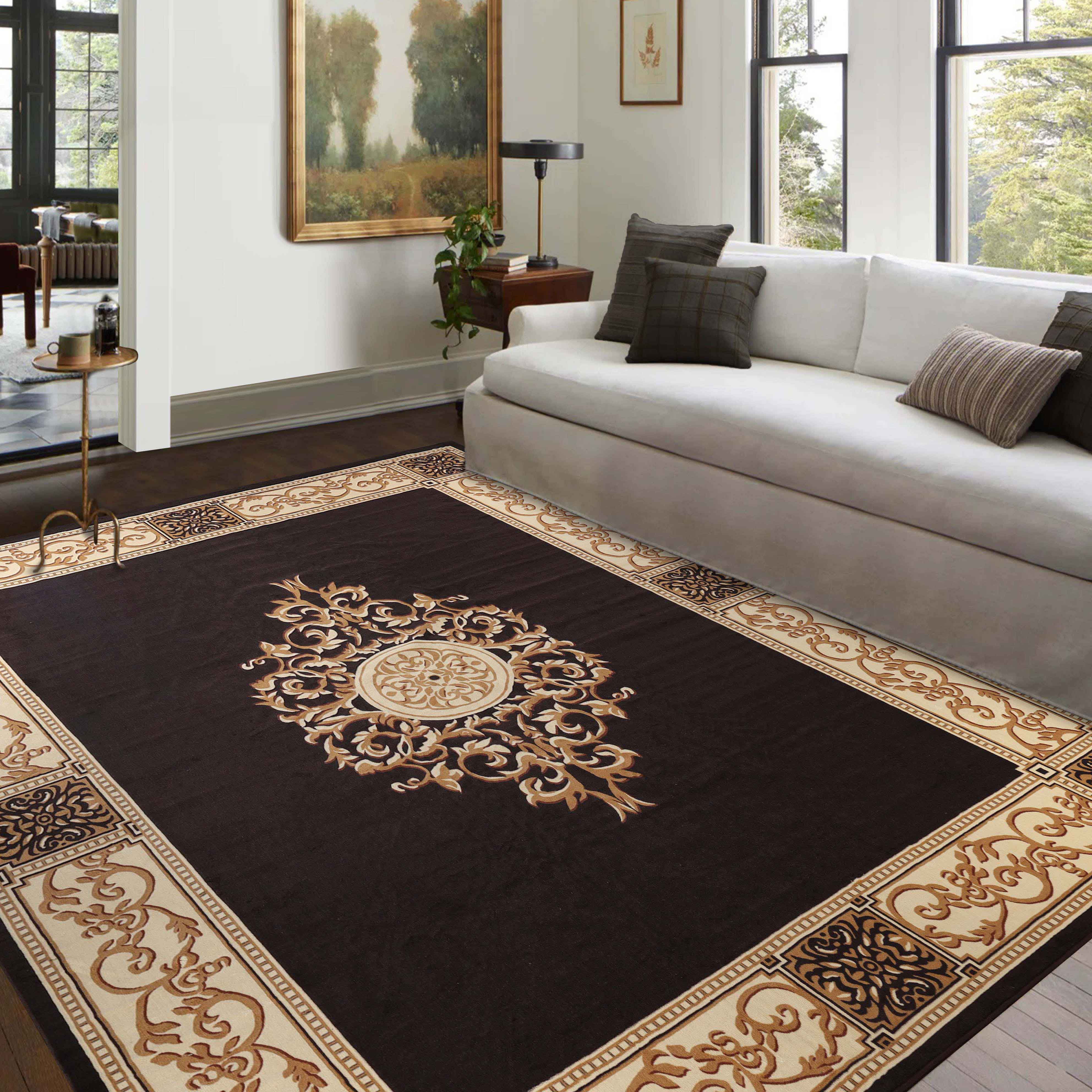 Superior Coffee Medallion Synthetic Indoor Area Rug, 12' x 18'